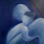 This work is part of the series of Blue Paintings, represents maternities, mother and child. Done in blue tones.