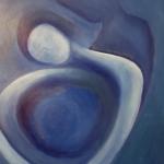 Part of the Blue Painting series. Represents a maternity, mother and child, done with only blue tones.